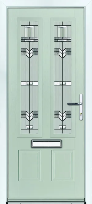 Portico Colville composite front door in Agate Grey with Palazzo decorative glass, Bully Windows, South Wales