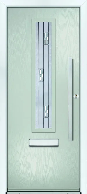 Portico Frean composite front door in Agate with Fano decorative glass, Bully Windows, South Wales